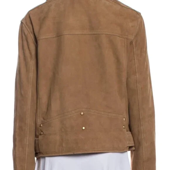 AllSaints Tan Goat Leather Biker Jacket Size M Leather Jackets